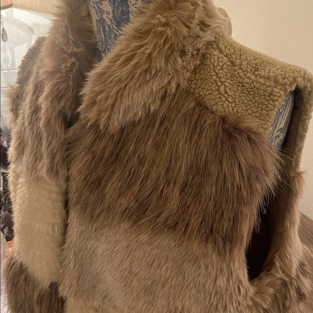 Anthropologie Green and Cream Vest